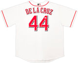 Cincinnati Reds Elly De La Cruz Autographed White Nike Jersey Size XL Beckett BAS Witness Stock #222818