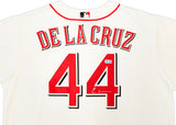 Cincinnati Reds Elly De La Cruz Autographed White Nike Jersey Size XL Beckett BAS Witness Stock #222818