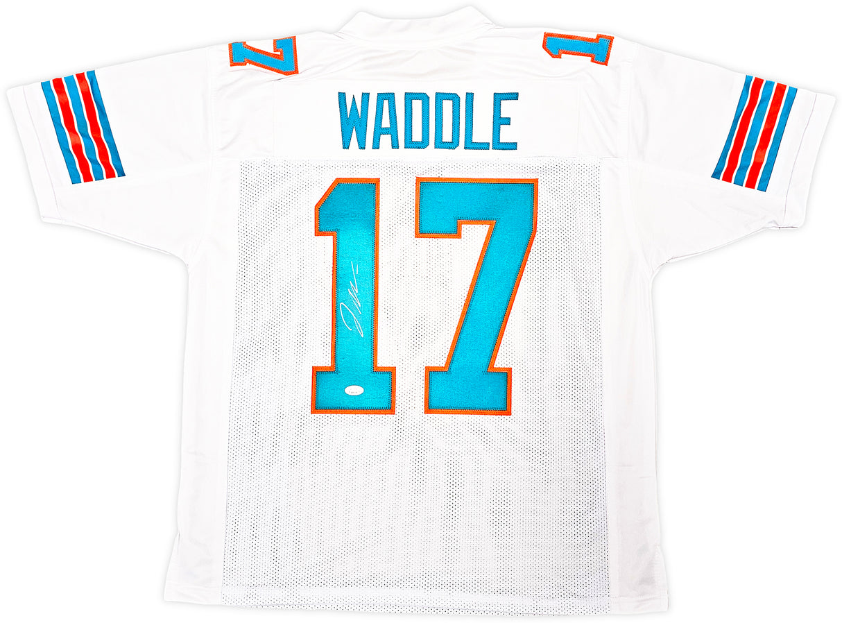 Miami Dolphins Jaylen Waddle Autographed White Jersey JSA Stock #222823