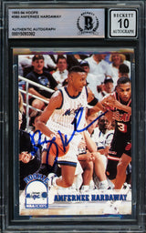 Anfernee Hardaway Autographed 1993-94 Hoops Rookie Card #380 Orlando Magic Auto Grade Gem Mint 10 Beckett BAS Stock #211048