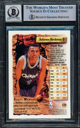 Anfernee Hardaway Autographed 1993-94 Topps Finest Rookie Card #189 Orlando Magic Auto Grade Gem Mint 10 Beckett BAS Stock #211052