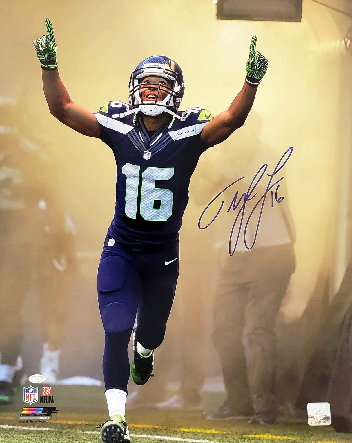 Tyler Lockett Autographed Framed 16x20 Photo Seattle Seahawks Tunnel MCS Holo Stock #210971