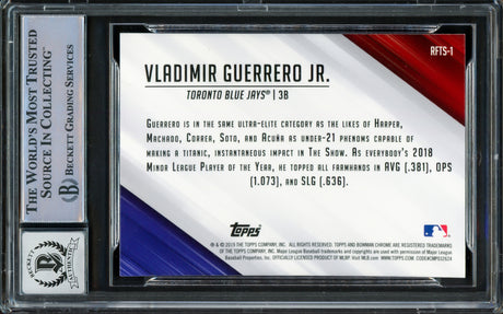 Vladimir Guerrero Jr. Autographed 2019 Bowman Chrome Ready For The Show Rookie Card #RFTS-1 Toronto Blue Jays Auto Grade Gem Mint 10 Beckett BAS Stock #222858
