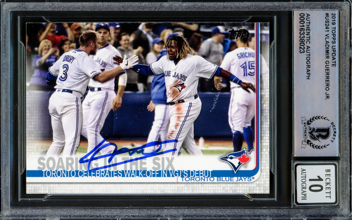 Vladimir Guerrero Jr. Autographed 2019 Topps Update Rookie Card #US241 Toronto Blue Jays Auto Grade Gem Mint 10 Beckett BAS Stock #222861