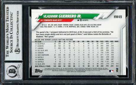Vladimir Guerrero Jr. Autographed 2020 Topps Holiday Card #HW49 Toronto Blue Jays Auto Grade Gem Mint 10 Beckett BAS Stock #222863