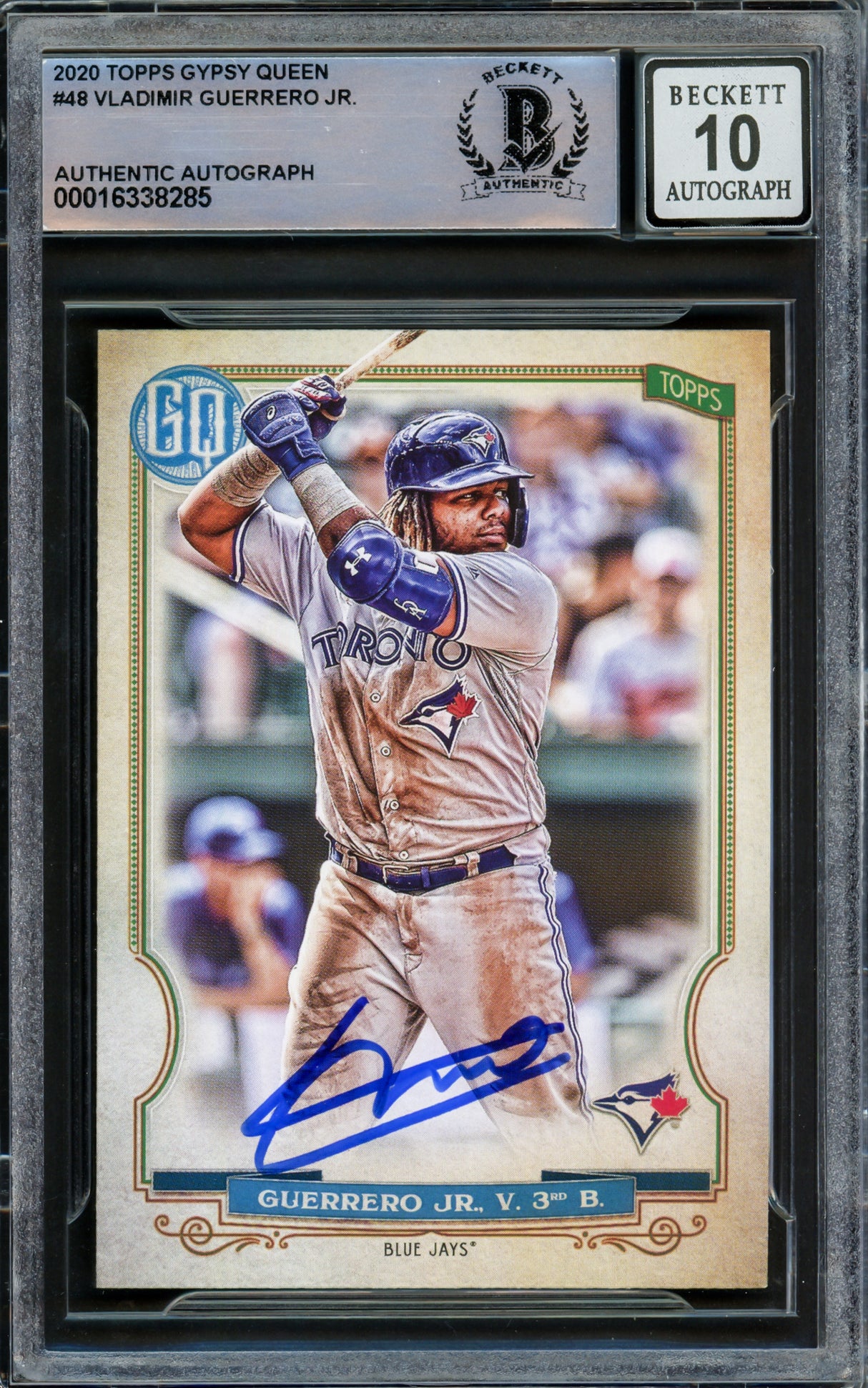 Vladimir Guerrero Jr. Autographed 2020 Topps Gypsy Queen Card #48 Toronto Blue Jays Auto Grade Gem Mint 10 Beckett BAS Stock #222865