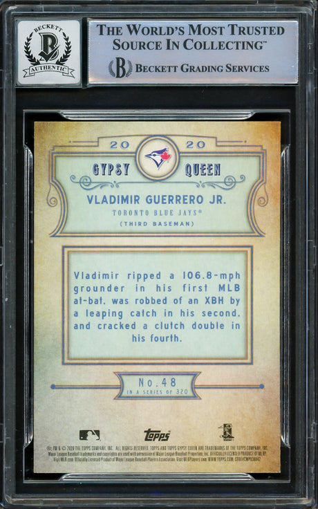 Vladimir Guerrero Jr. Autographed 2020 Topps Gypsy Queen Card #48 Toronto Blue Jays Auto Grade Gem Mint 10 Beckett BAS Stock #222865