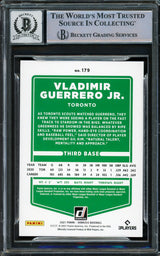 Vladimir Guerrero Jr. Autographed 2021 Donruss Card #179 Toronto Blue Jays Auto Grade Gem Mint 10 Beckett BAS Stock #222866