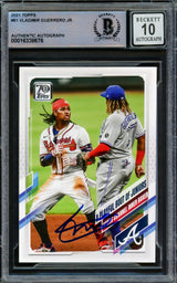 Vladimir Guerrero Jr. Autographed 2021 Topps Card #61 Toronto Blue Jays Auto Grade Gem Mint 10 Beckett BAS Stock #222869