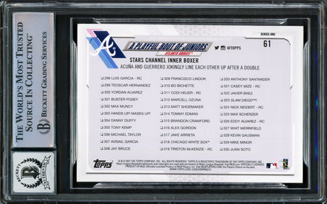Vladimir Guerrero Jr. Autographed 2021 Topps Card #61 Toronto Blue Jays Auto Grade Gem Mint 10 Beckett BAS Stock #222869
