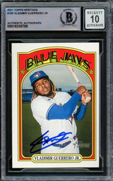 Vladimir Guerrero Jr. Autographed 2021 Topps Heritage Card #193 Toronto Blue Jays Auto Grade Gem Mint 10 Beckett BAS Stock #222873