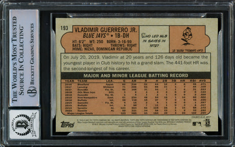Vladimir Guerrero Jr. Autographed 2021 Topps Heritage Card #193 Toronto Blue Jays Auto Grade Gem Mint 10 Beckett BAS Stock #222873