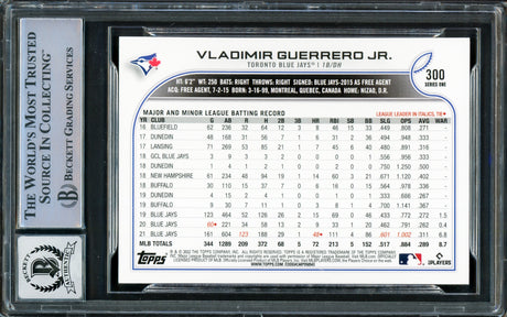 Vladimir Guerrero Jr. Autographed 2022 Topps Card #300 Toronto Blue Jays Auto Grade Gem Mint 10 Beckett BAS Stock #222875