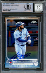 Vladimir Guerrero Jr. Autographed 2022 Topps Chrome Card #81 Toronto Blue Jays Auto Grade Gem Mint 10 Beckett BAS Stock #222877