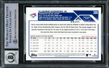 Vladimir Guerrero Jr. Autographed 2023 Topps Card #300 Toronto Blue Jays Auto Grade Gem Mint 10 Beckett BAS Stock #222880
