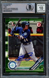 Julio Rodriguez Autographed 2019 Bowman Camo Green Rookie Card #BP33 Seattle Mariners Auto Grade Gem Mint 10 Beckett BAS Stock #222881