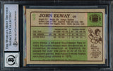 John Elway Autographed 1984 Topps Rookie Card #63 Denver Broncos Auto Grade Gem Mint 10 Beckett BAS #16167930