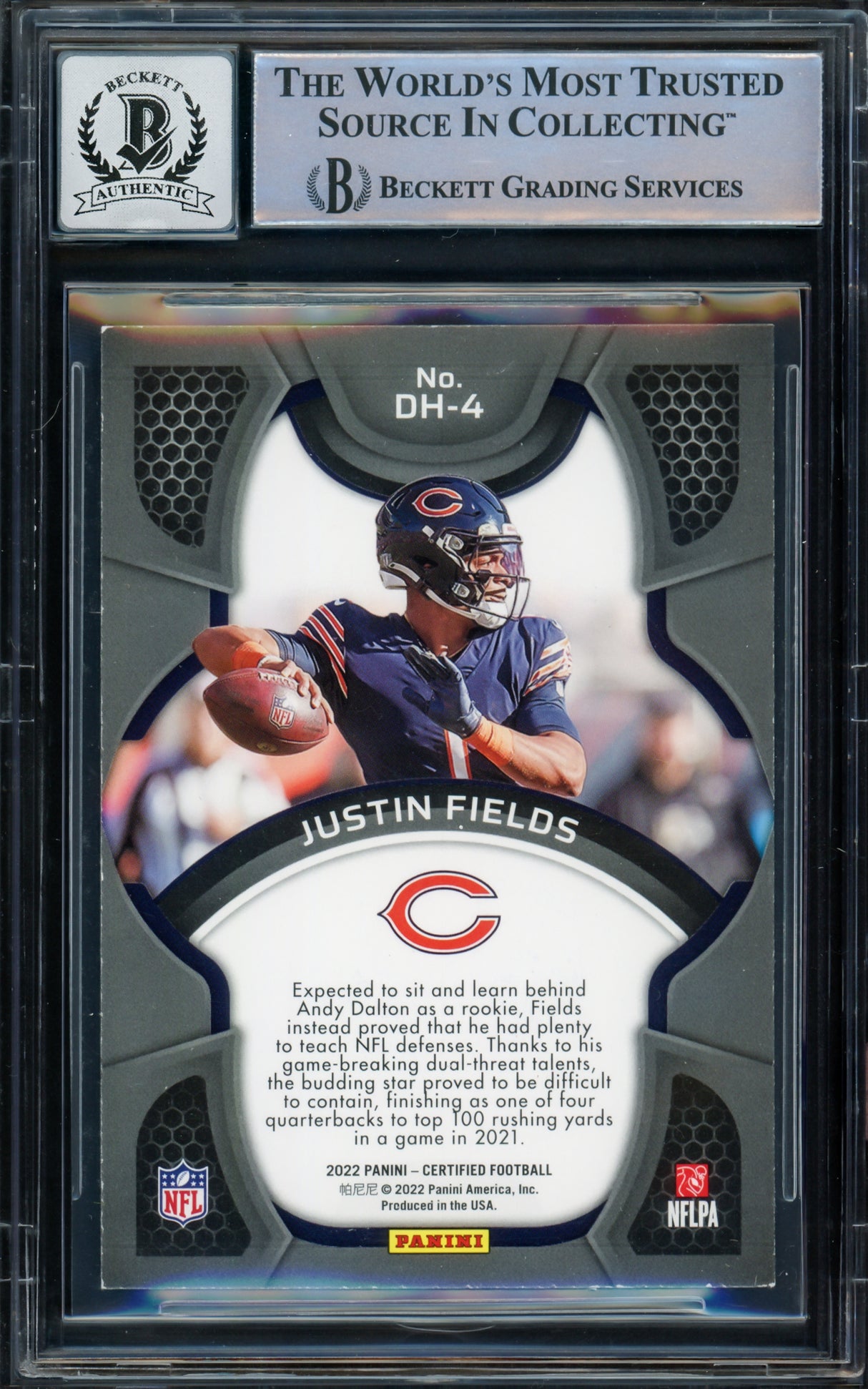 Justin Fields Autographed 2021 Certified Dark Horses Rookie Card #DH-4 Chicago Bears Auto Grade Gem Mint 10 Beckett BAS #16168350