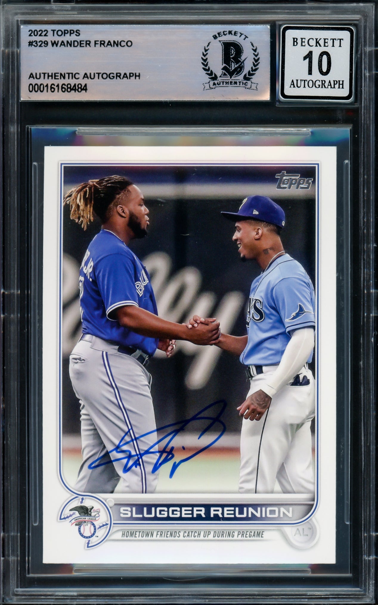 Wander Franco Autographed 2022 Topps Rookie Card #329 Tampa Bay Rays Auto Grade Gem Mint 10 Beckett BAS #16168484