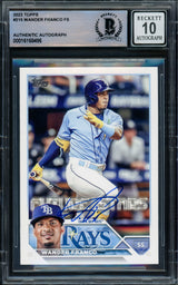 Wander Franco Autographed 2023 Topps Card #215 Tampa Bay Rays Auto Grade Gem Mint 10 Beckett BAS #16168496