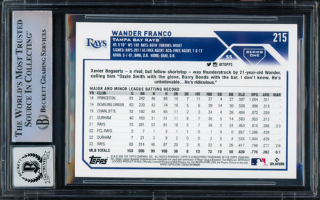 Wander Franco Autographed 2023 Topps Card #215 Tampa Bay Rays Auto Grade Gem Mint 10 Beckett BAS #16168496