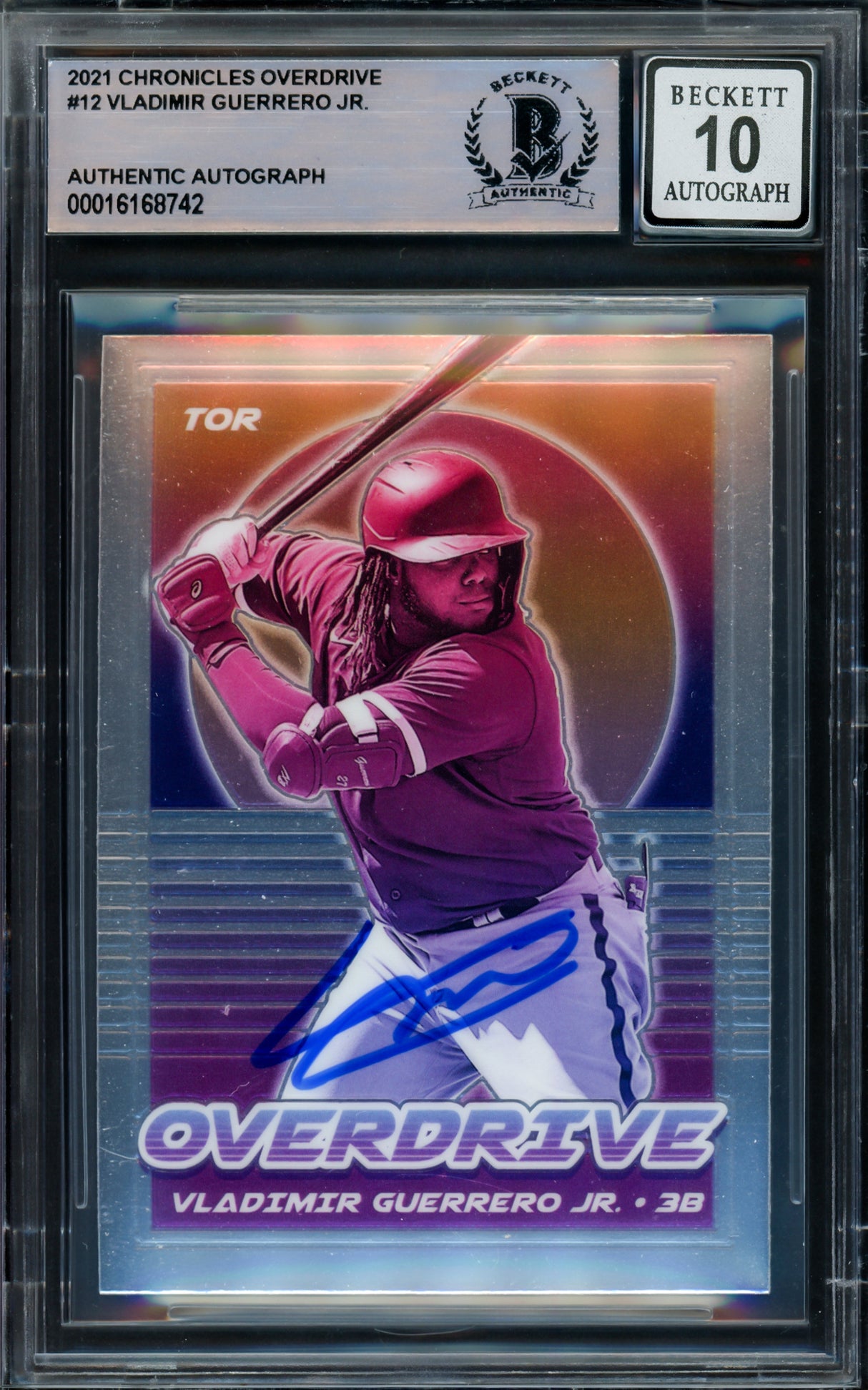 Vladimir Guerrero Jr. Autographed 2021 Chronicles Overdrive Prizm Card #12 Toronto Blue Jays Auto Grade Gem Mint 10 Beckett BAS #16168742