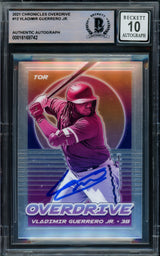 Vladimir Guerrero Jr. Autographed 2021 Chronicles Overdrive Prizm Card #12 Toronto Blue Jays Auto Grade Gem Mint 10 Beckett BAS #16168742