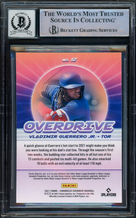 Vladimir Guerrero Jr. Autographed 2021 Chronicles Overdrive Prizm Card #12 Toronto Blue Jays Auto Grade Gem Mint 10 Beckett BAS #16168742