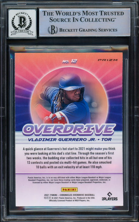 Vladimir Guerrero Jr. Autographed 2021 Chronicles Overdrive Purple Velocity Card #12 Toronto Blue Jays Auto Grade Gem Mint 10 Beckett BAS #16168745