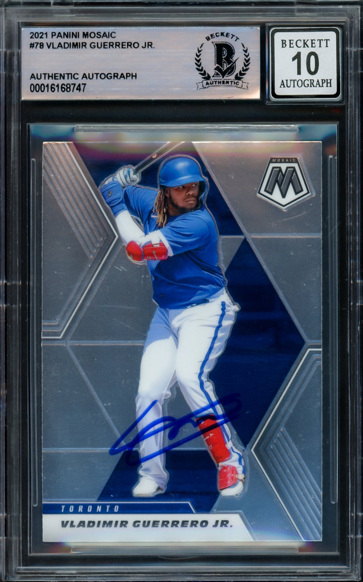 Vladimir Guerrero Jr. Autographed 2021 Panini Mosaic Card #78 Toronto Blue Jays Auto Grade Gem Mint 10 Beckett BAS #16168747