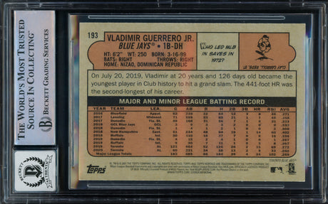Vladimir Guerrero Jr. Autographed 2021 Topps Heritage Card #193 Toronto Blue Jays Auto Grade Gem Mint 10 Beckett BAS #16168940