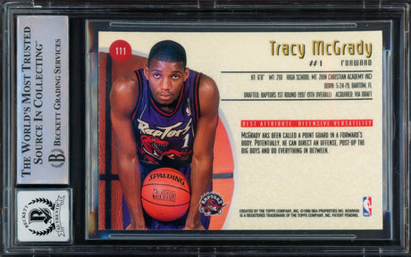 Tracy McGrady Autographed 1997-98 Bowman's Best Rookie Card #111 Toronto Raptors Auto Grade Gem Mint 10 Beckett BAS #16169635