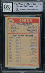 Joe Montana Autographed 1985 Topps Card #148 San Francisco 49ers Auto Grade Gem Mint 10 Beckett BAS #16169961