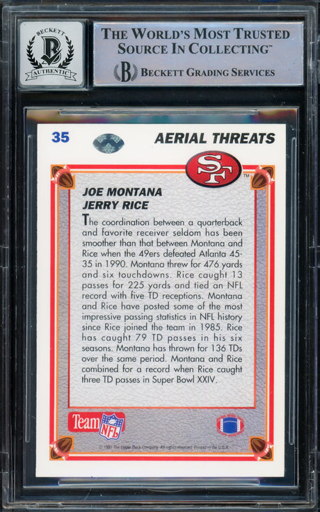 Joe Montana Autographed 1991 Upper Deck Card #35 San Francisco 49ers Auto Grade Gem Mint 10 Beckett BAS #16170556