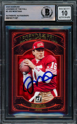 Joe Montana Autographed 2020 Donruss Card #LF-JM San Francisco 49ers Auto Grade Gem Mint 10 Beckett BAS #16171187