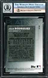 Julio Rodriguez Autographed 2020 Bowman Platinum Rookie Card #TOP94 Seattle Mariners Auto Grade Gem Mint 10 Beckett BAS #16171644