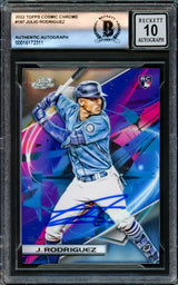 Julio Rodriguez Autographed 2022 Topps Cosmic Chrome Rookie Card #197 Seattle Mariners Auto Grade Gem Mint 10 Beckett BAS #16172311