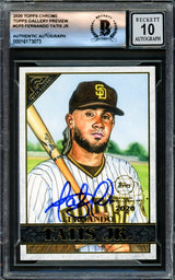 Fernando Tatis Jr. Autographed 2020 Topps Gallery National Baseball Card Day Card #GP-3 San Diego Padres Auto Grade Gem Mint 10 Beckett BAS #16173073