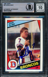 John Elway Autographed 1984 Topps Rookie Card #63 Denver Broncos Auto Grade Gem Mint 10 Beckett BAS #16167938