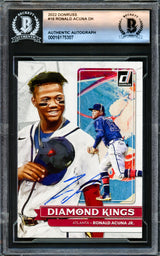 Ronald Acuna Jr. Autographed 2022 Donruss Diamond Kings Card #16 Atlanta Braves Beckett BAS #16175307