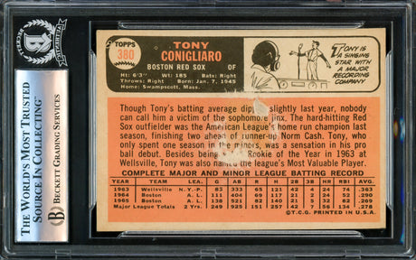 Tony Conigliaro Autographed 1966 Topps Card #380 Boston Red Sox Beckett BAS #16175532