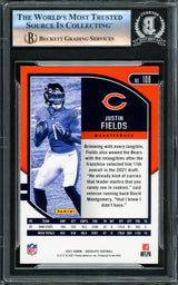 Justin Fields Autographed 2021 Absolute Green Rookie Card #108 Chicago Bears Beckett BAS #16175585