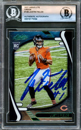 Justin Fields Autographed 2021 Absolute Green Rookie Card #108 Chicago Bears Beckett BAS #16175584