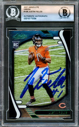 Justin Fields Autographed 2021 Absolute Green Rookie Card #108 Chicago Bears Beckett BAS #16175584