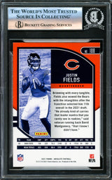 Justin Fields Autographed 2021 Absolute Green Rookie Card #108 Chicago Bears Beckett BAS #16175584
