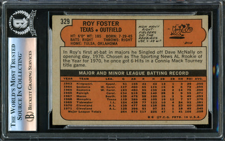 Roy Foster Autographed 1972 Topps Card #329 Texas Rangers Beckett BAS #16175844
