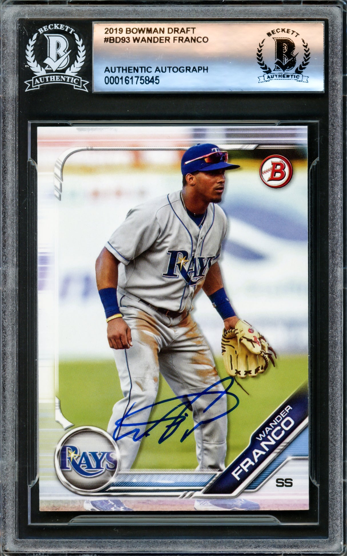 Wander Franco Autographed 2019 Bowman Draft Rookie Card #BD93 Tampa Bay Rays Beckett BAS #16175845