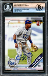 Wander Franco Autographed 2019 Bowman Draft Rookie Card #BD93 Tampa Bay Rays Beckett BAS #16175845