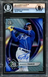 Wander Franco Autographed 2022 Bowman Platinum Rookie Card #69 Tampa Bay Rays Beckett BAS #16175868