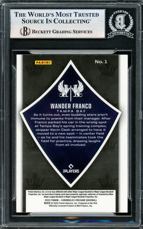 Wander Franco Autographed 2022 Panini Chronicles Crusade Rookie Card #1 Tampa Bay Rays Beckett BAS #16175881